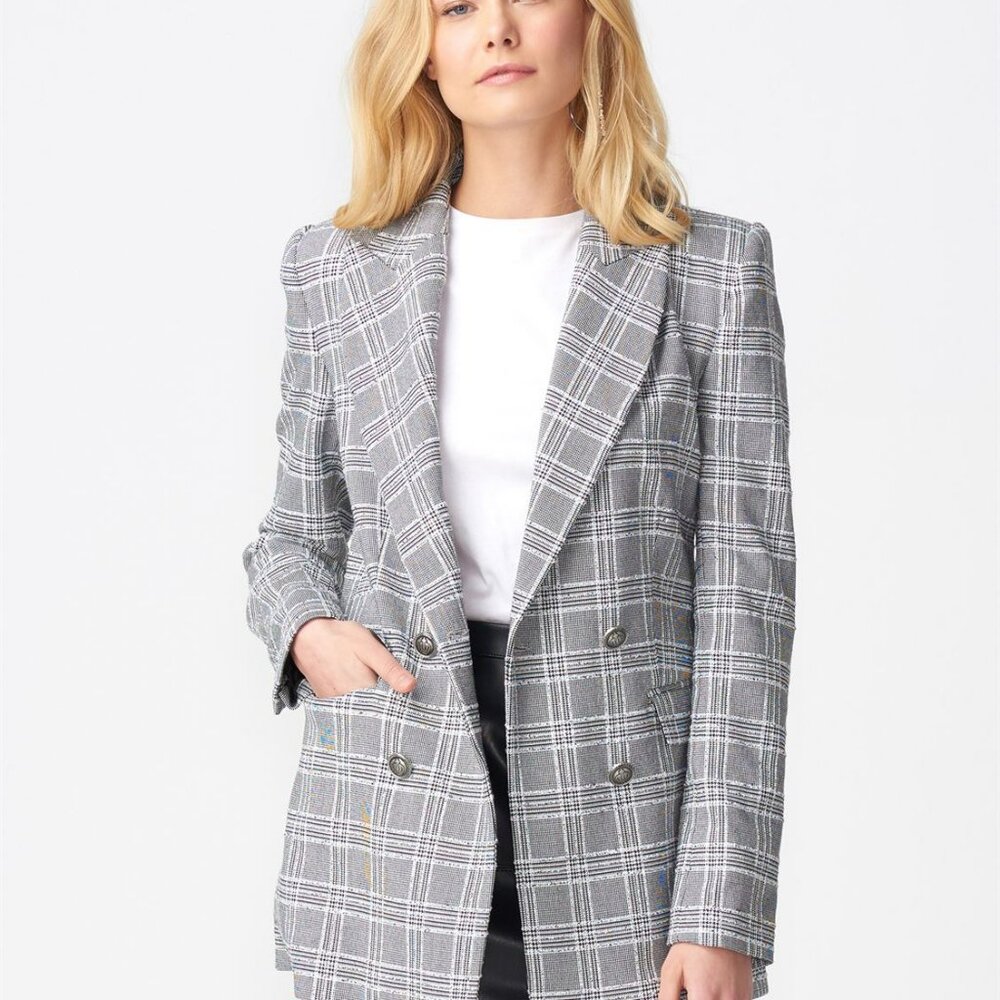 Dilvin Plaid Blazer Jacket Gray.  Sz 8